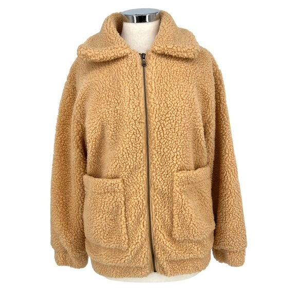 Elodie Sherpa Teddy Jacket Beige Size Small NWT - Picture 1 of 12